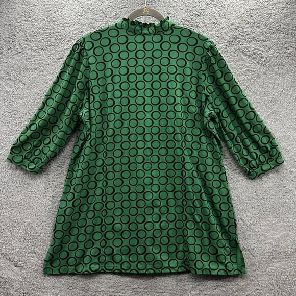 Roaman's Women's Large Green Shirt Dress‎ Modern Circle Design Casual Summer - Picture 9 of 9